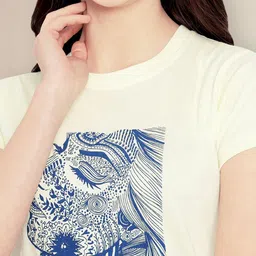 Metronaut Women Typography 3 Printed Applique T-shirt image 3