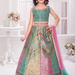 Sangria Girls Printed Ready to Wear Lehenga & Blouse With Dupatta-image-94
