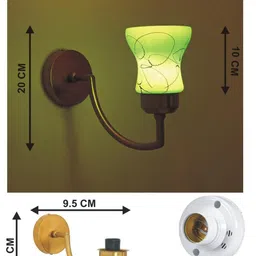 SOMIL Green & Black Printed Glass Cylinder Shaped Wall Lamp image 4