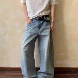 StyleCast Men Wide Leg Mid-Rise Light Fade Jeans-picture-57