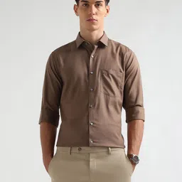 Arrow Self Design Spread Collar Pure Cotton Formal Shirt-image-73