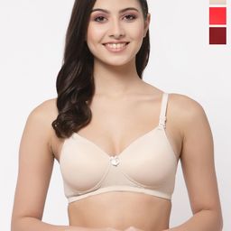 College Girl Pack Of 3 Full Coverage Seamless Lightly Padded T-shirt Bra-picture-5
