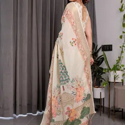 ALMAARI FASHION Floral Pure Cotton Kanjeevaram Saree With Unstitched Blouse Piece image 2