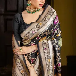 Moda Rapido Floral Zari Art Silk Handloom Banarasi Saree-picture-24