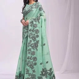 HERE&NOW Floral Linen Blend Saree image 3