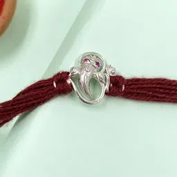 Unniyarcha Pure 92.5 Ganesh & Om Silver Thread Rakhi-picture-19