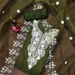 Ishin Embroidered Organza Unstitched Dress Material-picture-14