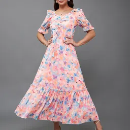 Miss Chase Floral Print Flared Sleeve Georgette Fit & Flare Maxi Dress-image-82