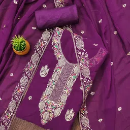 LeeliPeeri Designer Embroidered Unstitched Dress Material image 1