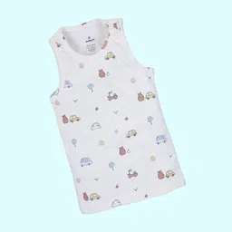 KiddoPanti Boy Pack Of 3 AOP Printed Cotton Innerwear Vest SS25BVT007-G&W /OW Tree /P Blue image 5