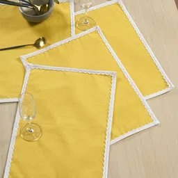fingercraft 4Pcs Yellow & White Rectangular Table Placemats image 2