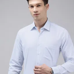 Van Heusen Pure Cotton Slim Fit Micro Checked Textured Formal Shirt-picture-27