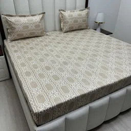 Pure Decor Royal Passion Brown Printed Cotton 400 TC Queen Bedsheet Set 2.28m x 2.54m-picture-40