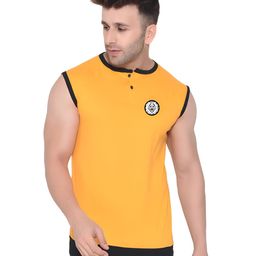 BEYOU FASHION Henley Neck Sleeveless Slim Fit T-shirt-picture-27