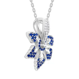 GIVA 925 Silver Rhodium-Plated Floral Blue Ebony Pendants with Chains image 4