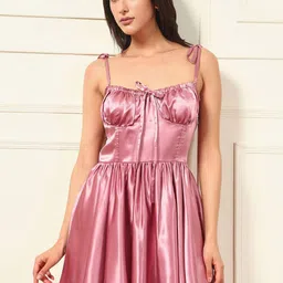 VANGULL Fit & Flare Satin Dress-picture-40