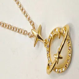 SAPRAA TRENDS Gold-Plated AD Studded & Pearls Beaded Circular Pendant & Chain-picture-15