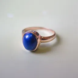 RAVIOUR LIFESTYLE Copper-Plated 7.25 Ratti Lapis Lazuli Stone Studded Finger Ring image 1