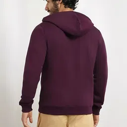 Kushi Flyer Men Purple Solid Fleece Hooded Open Front Jacket image 2