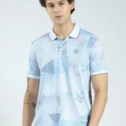 Monte Carlo Men Abstract Printed Polo Collar Cotton T-shirt-picture-37