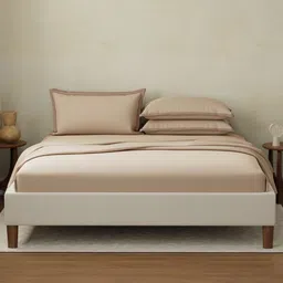 Boutique Living India Beige Pure Cotton 400 TC King Bedsheet Set - 2.74 m x 2.74 m-picture-26