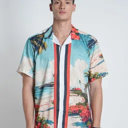 Voi Jeans Men Tropical Printed Cuban Collar Casual Shirt image 2