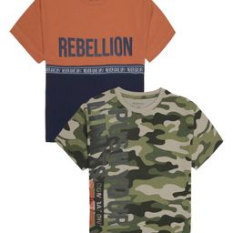 PLUM TREE Boys Pack Of 2 Camouflage Printed Round Neck Cotton T-shirts-picture-10
