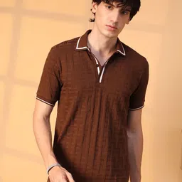 Campus Sutra Men Self Design Polo Collar Cotton T-Shirt-picture-32