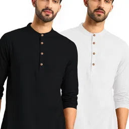 TrendiVastra Men Pack of 2 Solid Daily Cotton Straight Kurtas image 5