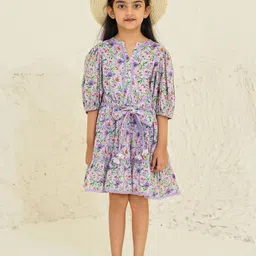 BAESD Floral Print Puff Sleeve Fit & Flare Dress-picture-35