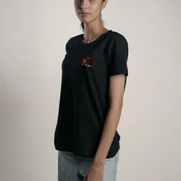 EKSDEE Women Printed Extended Sleeves Applique T-shirt image 4