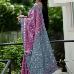 Moda Rapido Floral Silk Cotton Block Print Saree image 3