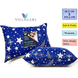 VILLAGERS Set of 2 Blue Printed Comfort Rectangular Pillows-picture-24