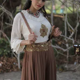 GloballyRonakRBafna Embellished V Neck Top With Palazzo Co-Ords image 2