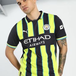 Puma Men Manchester City 24/25 Away Striped Football Jersey Polo Collar Tshirts-picture-15