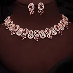 Anouk Gold-Plated Artificial Stone-Studded Necklace And Earrings image 3