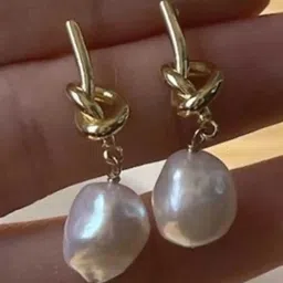 CareDone Gold-Plated Pearls Beaded Contemporary Drop Earrings image 2