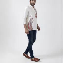 PulseIQ Men Off White Kurtas image 5