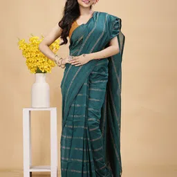 SLAGHA Striped Pure Cotton Taant Saree-image-12