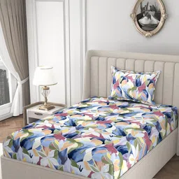 HIDECOR Multicoloured 210 TC Microfiber Superfine Single Bedsheets image 1