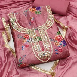 LeeliPeeri Designer Floral Printed Beads and Stones Unstitched Dress Material-picture-33