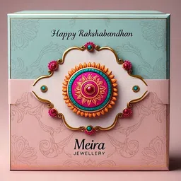 MEIRA JEWELLERY Set Of 2 Rakhi With Greeting Card & Roli Chawal image 4