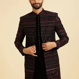 Manyavar Men Embroidered Mandarin Collar Sherwani Set-picture-17