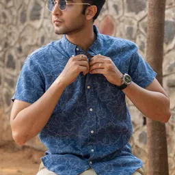 PINK SUPPLY Men Hibiscus Printed Linen Casual Shirt-picture-26