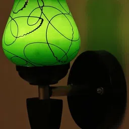 Somil Premium Designer Glass Wall / Night Lamp Elegant & Stylish Dcor Accent for Modern Interiors, Color- Green, Black, Size:- 18.5 X 19.5 X 21 CM-image-59