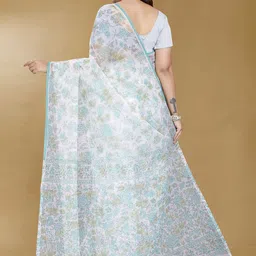 Rani Saahiba Floral Printed Supernet Block Print Saree image 4