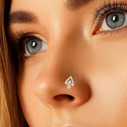 Sangria Traditional Pattern Indian Style Sterling Silver Nosepin with Wire image 2