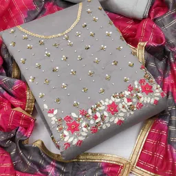 Ishin Floral Embroidered Sequinned Unstitched Dress Material-picture-38