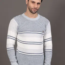 GRACIT Men Striped Round Neck Woollen Pullover-picture-22