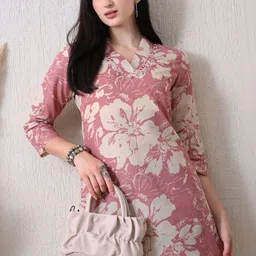 RAJPUTANA CAMISA Floral Print V-Neck Tunic With Palazzos Co-Ords image 3